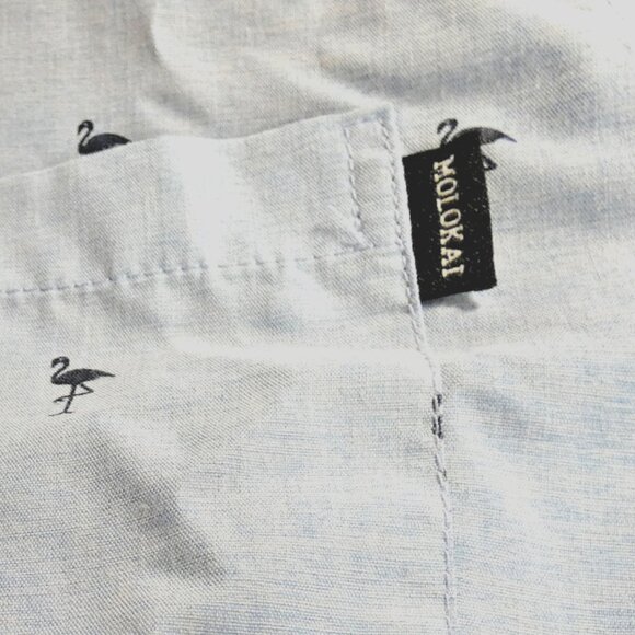 Molokai Surf Co. Men Shirt Size XL Flamingos Hawaiian Cotton Short Sleeve Summer - Picture 5 of 8